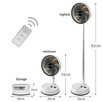 Portable Oscillating Standing Fan with Remote Controller Foldable Desk