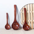 Kitchen Long Handle Wooden Round Spoon For Soup Cooking Mixing Stirr Dessert Rice Soup Spoon Kitchen Cooking Tools
