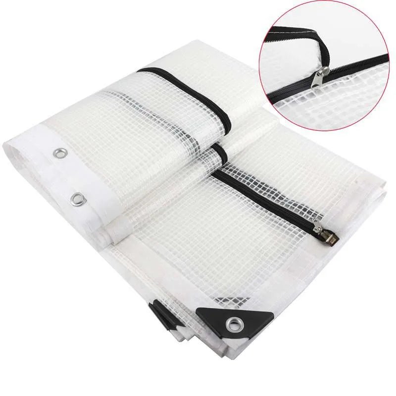 Thickness 0.3mm Tarpaulin Greenhouse Plant Canopy Garden Buildings Waterproof Cover With Double Head Zipper Terrace Clear Tarp
