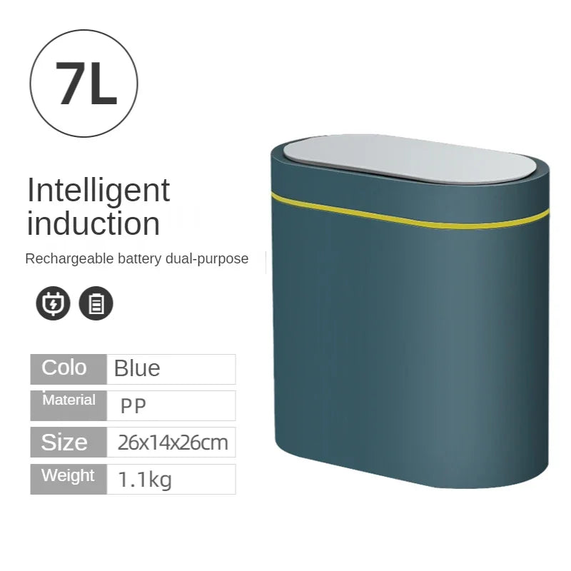 7L Trash Can Smart Sensor Automatic Household Electronic Kitchen Trash Bin Toilet Waterproof Narrow Seam Sensor Bin Trash Can
