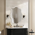 Wisfor Wall Mirror Scalloped Frameless Beveled Edge Polished for Bathroom, Living Room, Vanity, Bedroom, Slive Mirror