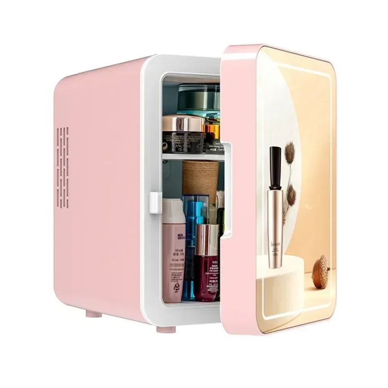 4L Mini Refrigerator Car Cosmetics Skincare LED Mirror Household Refrigerator Small Freezer Refrigeration Noise Reduction Portal