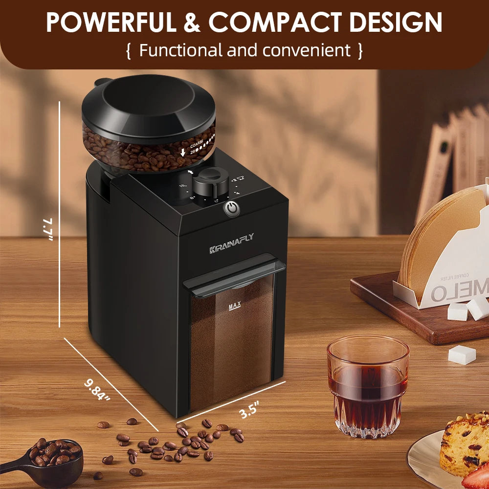 Electric Burr Mill Coffee Grinder Automatic Coffee Bean Grinding With 28 Grind Settings For Espresso French Press Drip 2-12 Cup