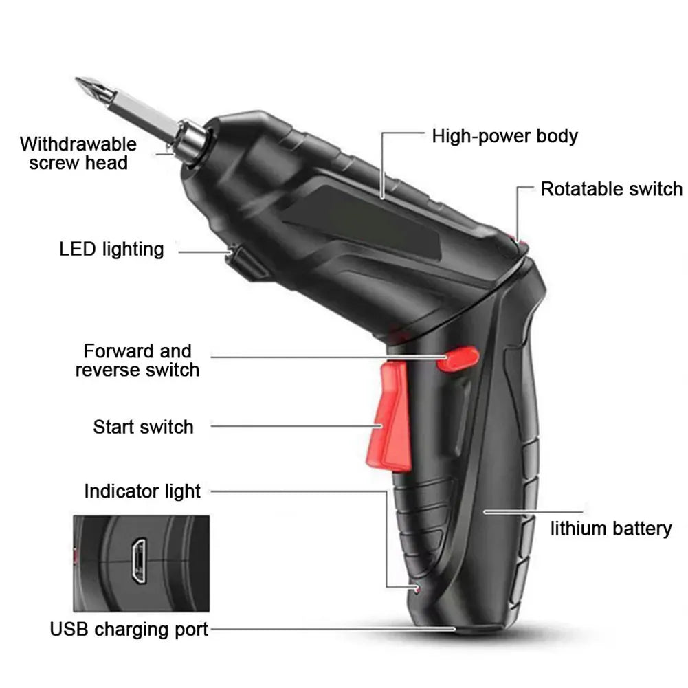3.6V Electric Screw Driver Rechargeable Household Electric Drill LED Lighting Electric Power Screwdriver Set Portable Power Tool