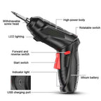 3.6V Electric Screw Driver Rechargeable Household Electric Drill LED Lighting Electric Power Screwdriver Set Portable Power Tool