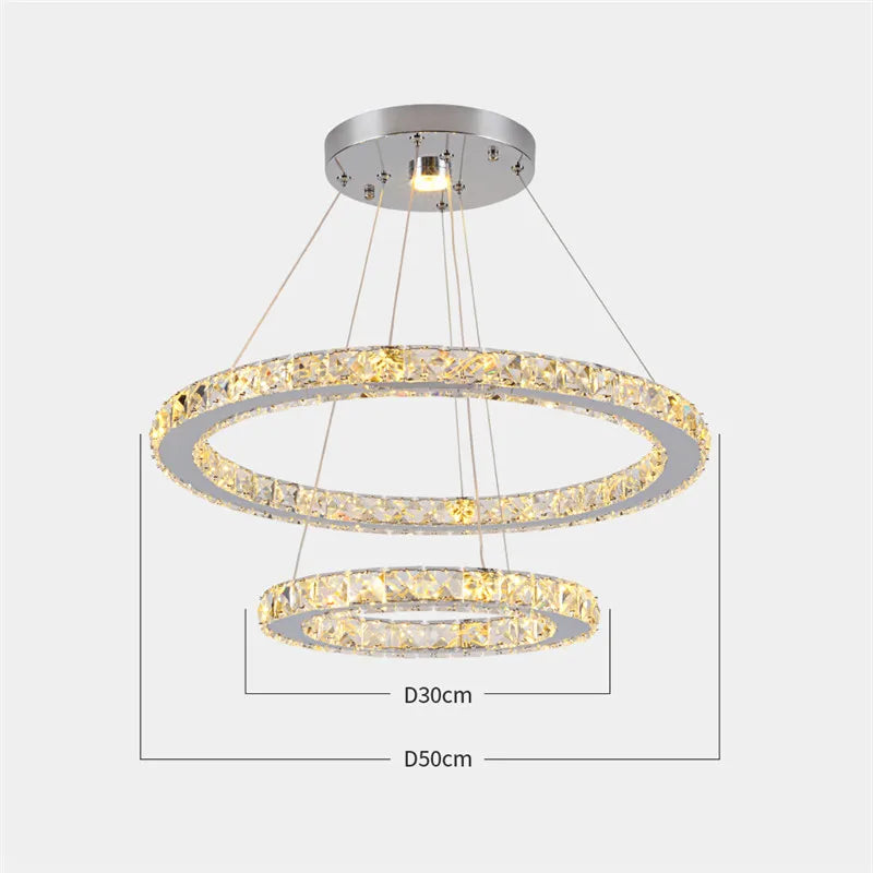 Luxury Rings Led Crystal Chandelier Mordern Pendant Light Living Dining Room Decor Fixture Suspension Luminaire Hanging Lustr
