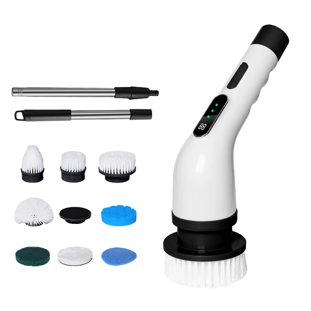 9 In 1 Electric Cleaning Brush Multifunctional Cleaning Brush For Bathroom Kitchen Toilet Wireless Rotatable Home Cleaning Brush