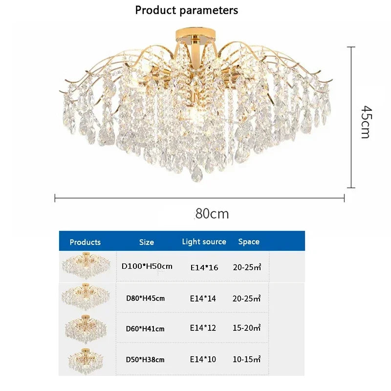 Modern Crystal LED Lights Chandelier For Living Room Decor Bedroom Ceiling Lamp Hanging Light Fixture Home Decoration Luxury