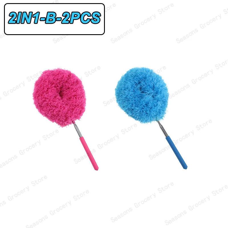 Reusable Microfibre Ceiling Fan Duster Dusting Dust Duster Ceiling Fan Blade Cleaning Adjustable Length Household Cleaning Tool