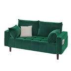 56" Velvet Loveseat Sofa, Modern Comfortable Sofa Loveseat Small Sofa Couch with Side Storage Pockect
