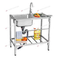 Kitchen Thickened Stainless Steel Sink Table Integrated Single Sink with Bracket Dishpan Washing Basin Sink