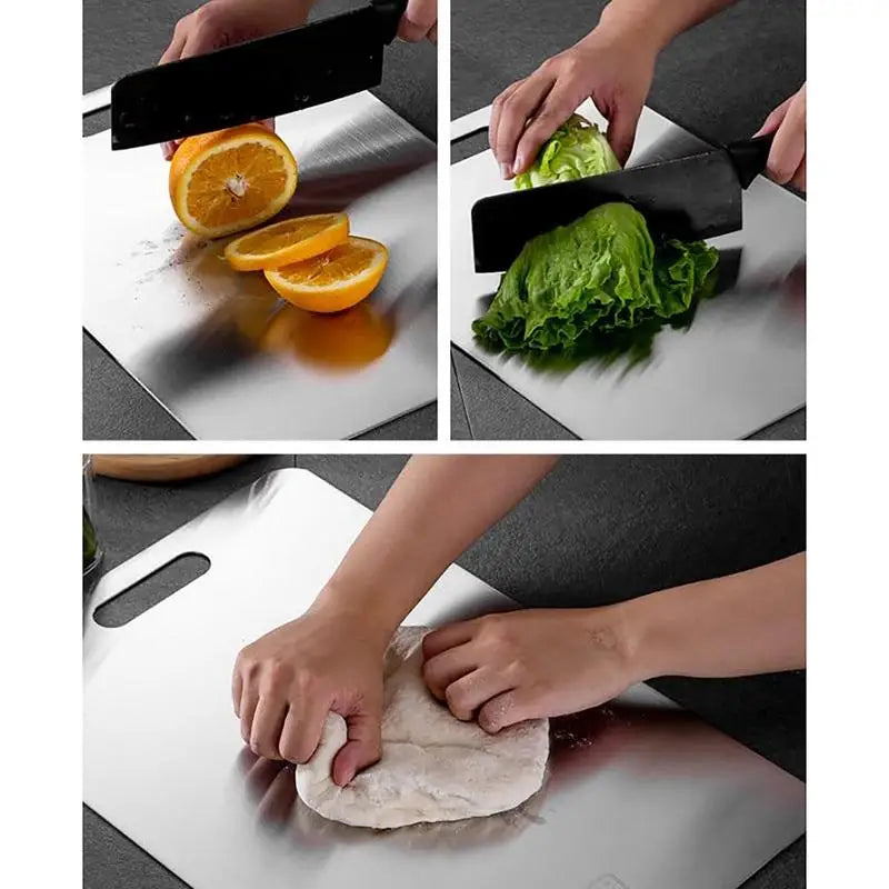 304 Stainless Steel Panel Titanium Cutting Boards for Kitchen Thickened Double Sided Cutting Board Portable Cutting Board