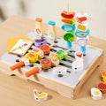 Montessori Wooden Pretend Play Kitchen Toys Dessert Puzzle Toys Simulation Barbecue Pretend Role Indoor Game For Toddlers Age 3+
