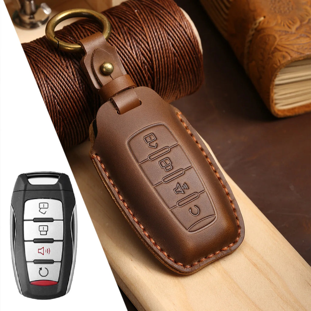 Car Key Case Cover Leather 4 Button Fob for Haval Jolion H6 H7 H4 H9 F5 F7 H2S Big Dog Great Wall Euler White Cat Keyring Holder
