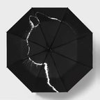 Simple Cartoon Kittens Printed Black And White Umbrella, Sunny And Rainy Dual-use UV Protection Umbrella