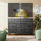 Dresser for Bedroom 10 Drawer Dresser TV Stand with Power Outlet,Entertainment Center Chest of Drawers for 55 Inch TV