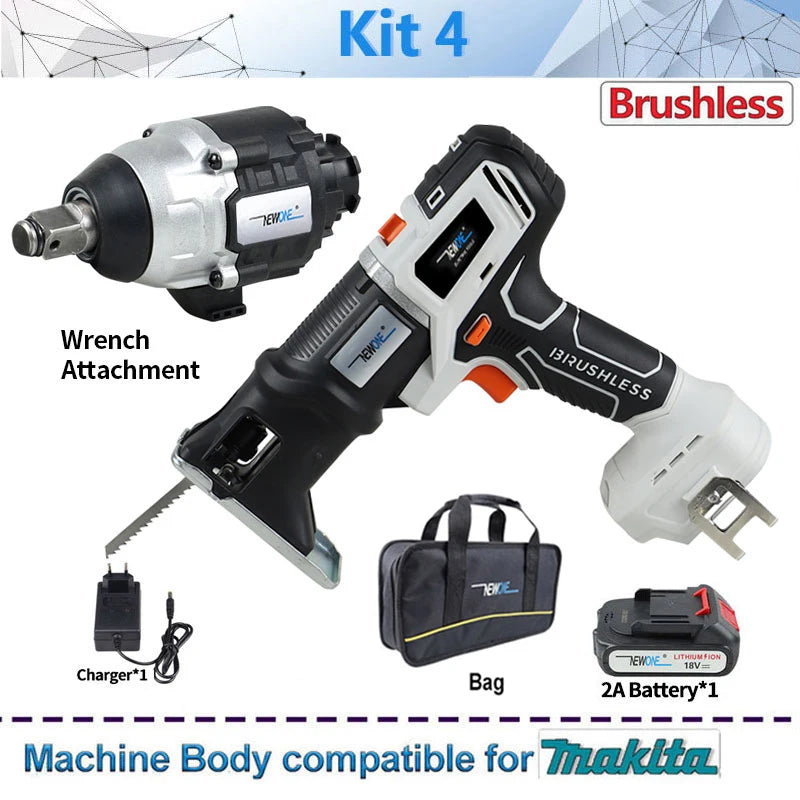 Compatible MAKITA 18V Brushless Jig saw & drill screwdriver Reciprocating/circular saw chainsaw oscillatingtool sander Combo kit