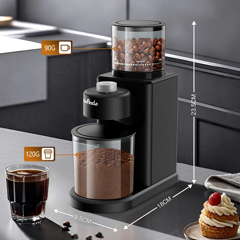 Professional Conical Burr Coffee Grinder Coffee Grinders with 25 Girind Settings Easy to Clean with Brush Anti-static Powder Box