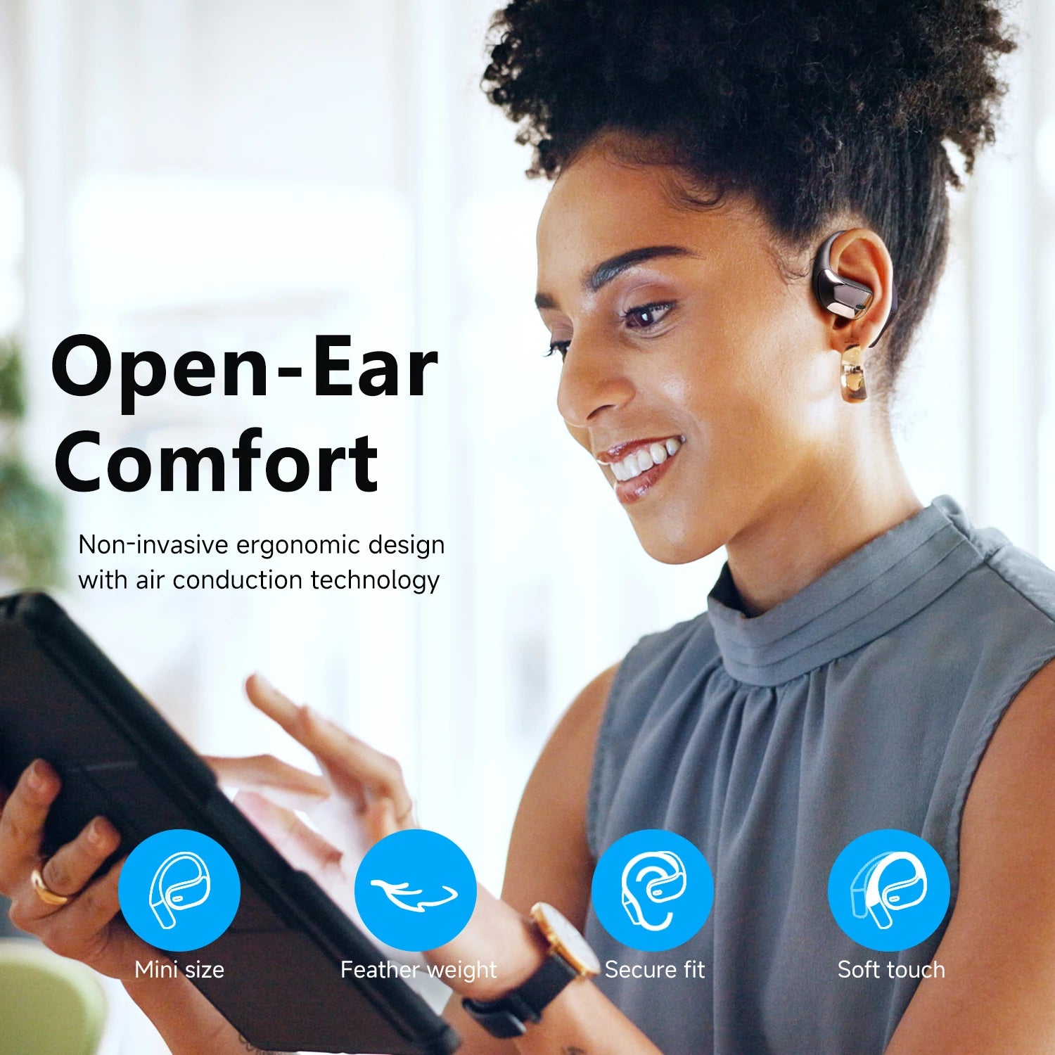 SuperEQ T44 Wireless Headphones OWS Bluetooth 5.3 Sports Noise Cancelling Headphones