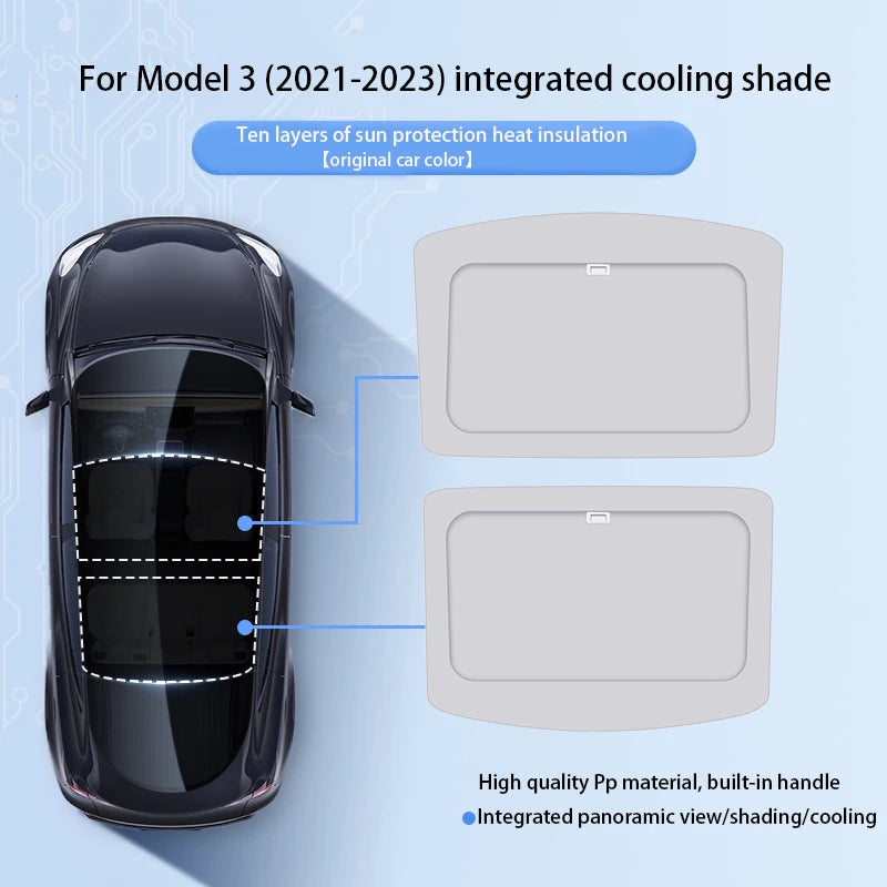 New Retratable Sunshade For Tesla Model Y Juniper 2025 Roof Shade Scroll Original Sun Visor Model 3 Y 2021-2024Pleated Sunscreen