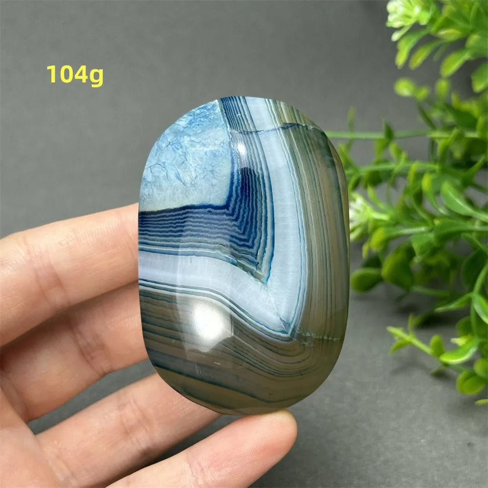 Natural Blue Agate Palm Play Healing Spiritual Meditation Chakra Witchcraft Prayer Energy Feng Shui Home Decor Gift