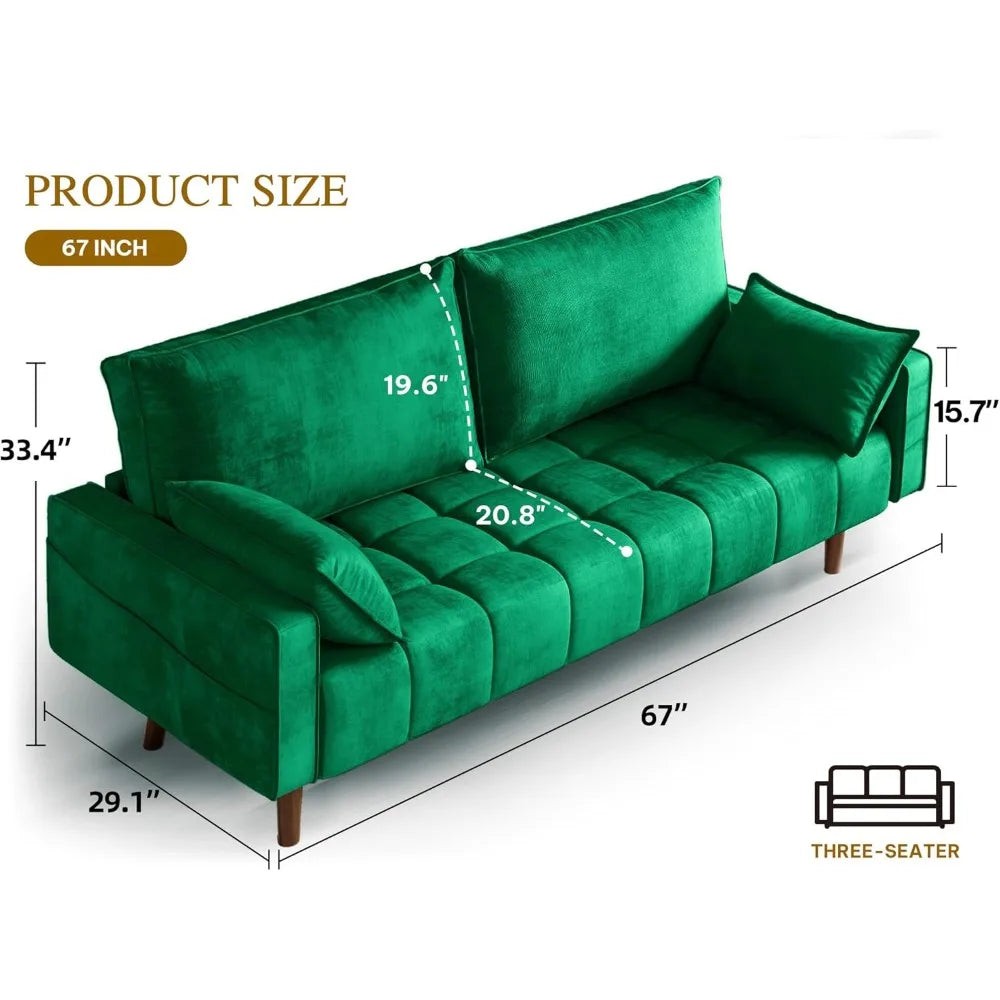 Modern Velvet 3-Seater Sofa