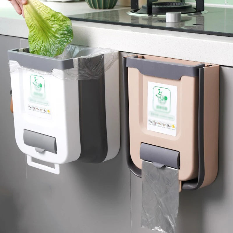 Kitchen Trash Can Portable Foldable Large Car Waste Bin For Bathroom Kitchen Cabinet Door Wall-mounted Kitchen Storage Boxes