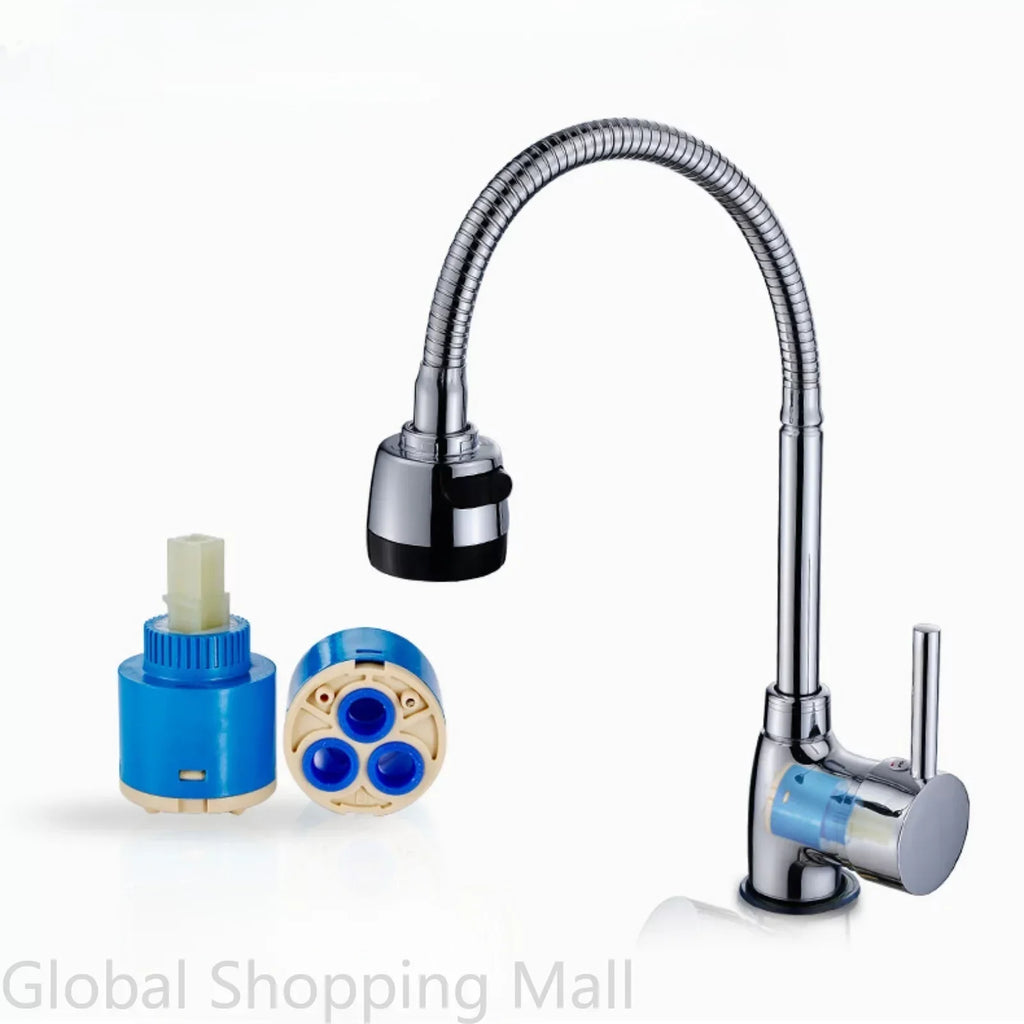 360 Degree Rotatable Faucet Bendable Hot And Cold Water Faucet Single Handle Hot and Cold Water Tap Vanity Vessel Water Mixer