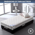 6 Inch Twin Mattress - Medium Firm Innerspring Support with Tight Top Memory Foam & Polyester Cover – Lightweigh -White