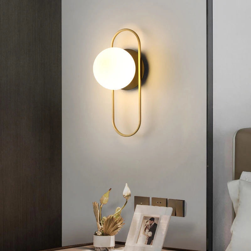 Interior LED Wall Lamps Wall Lighs with G9 Bulb Frosted Glass Ball Black Gold Bedroom LED Wall Sconce for Home Luminuaire Lamp