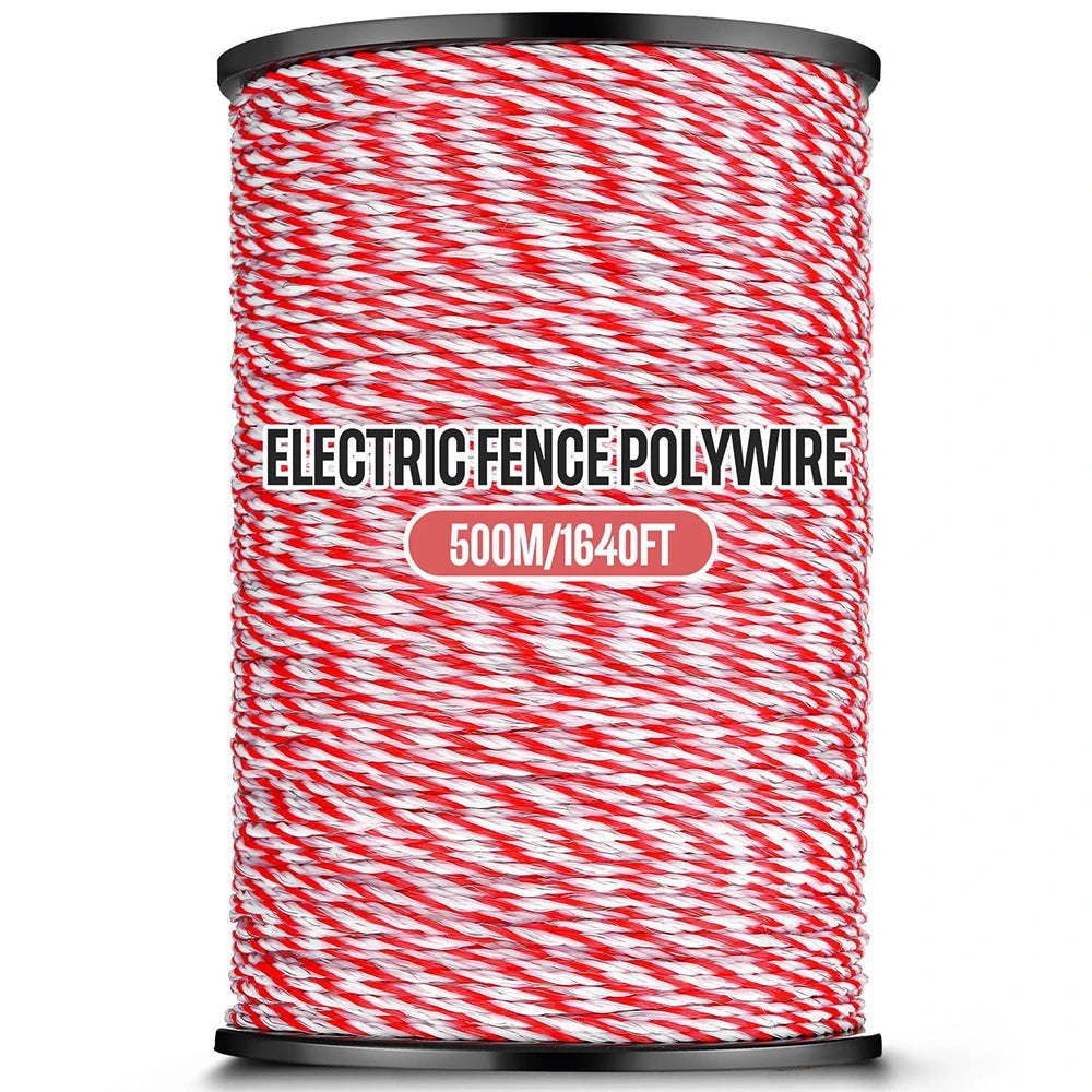 200/500M Roll Electric Fence Rope Polywire with Steel Poly Rope for Horse Animal Fencing Ultra Low Resistance Wire and Accessory