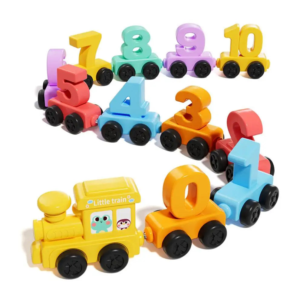 Wooden Magnetic Number Train Toys Montessori Educational Toy Train Kit Early Cognition Learning Teaching Sets For Toddlers