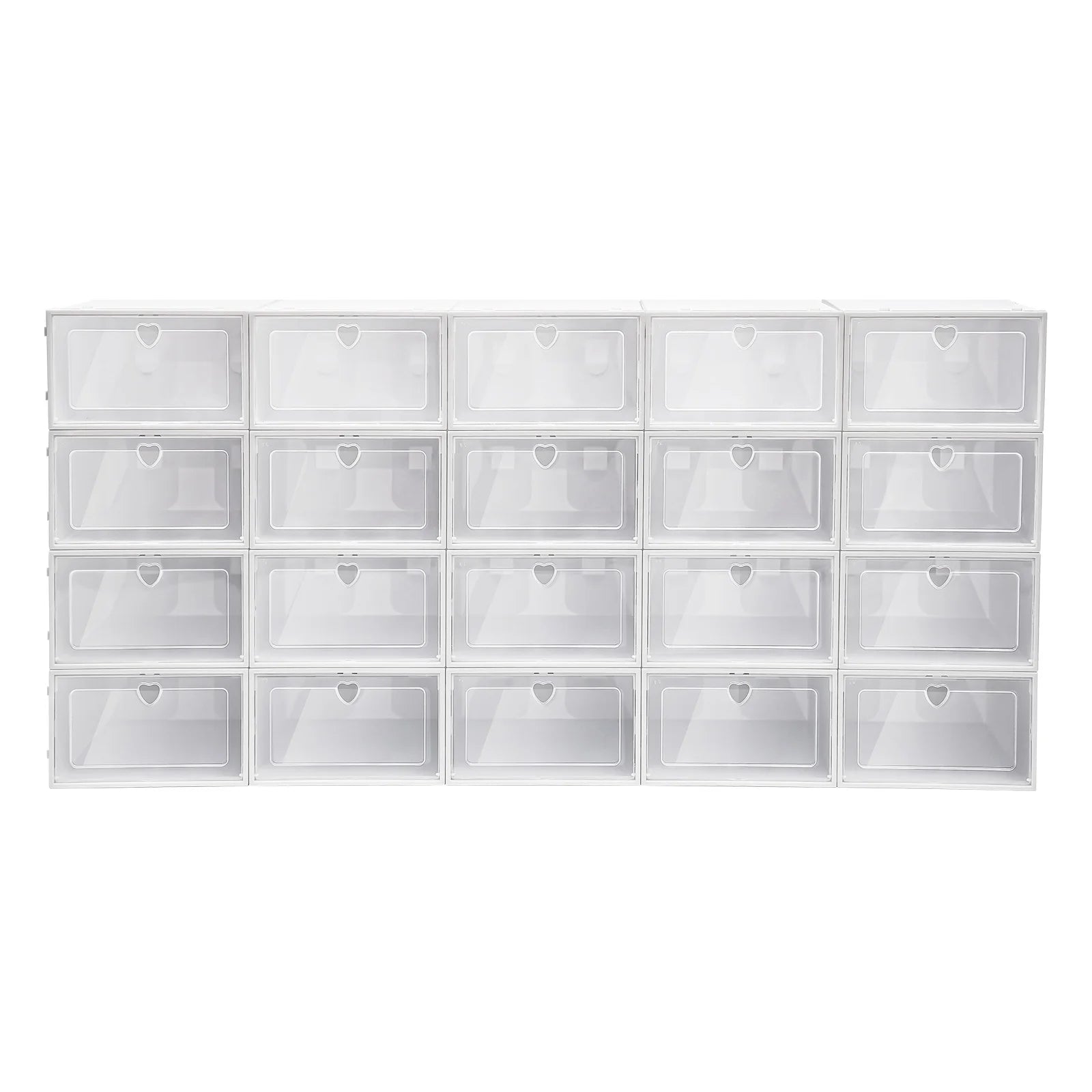 20Pcs Foldable Shoe Storage Boxes with Lids Transparent Stackable Containers Drawer Style PP Plastic Shoe Organizers