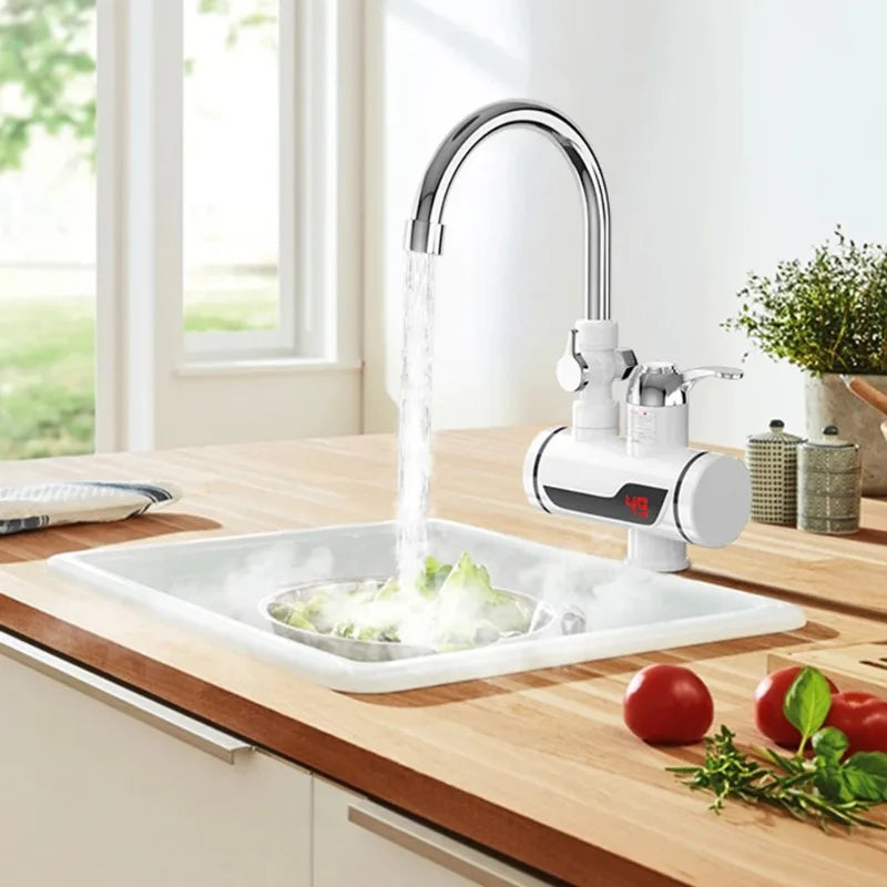 3000W EU Plug Instant Electric Water Heater Shower Digital Display 220V Kitchen Bathroom Tankless Hot Water Faucet Heater