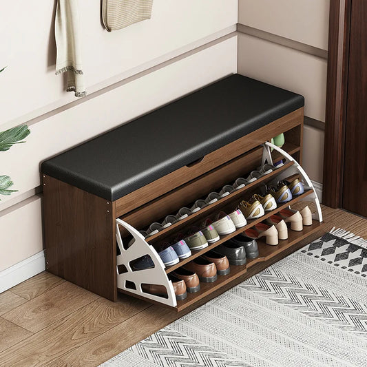 Shoe Change Stool at the Entrance to the Door, Household Seated Shoe Cabinet Seat, Integrated Shoe Rack, Soft