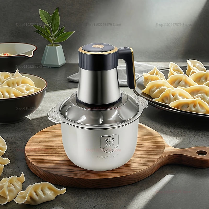 Electric Meat Grinder 5L Food Crusher Stainless Steel Multi Functional Vegetable Slicer Processor Chopper Kitchen Blender