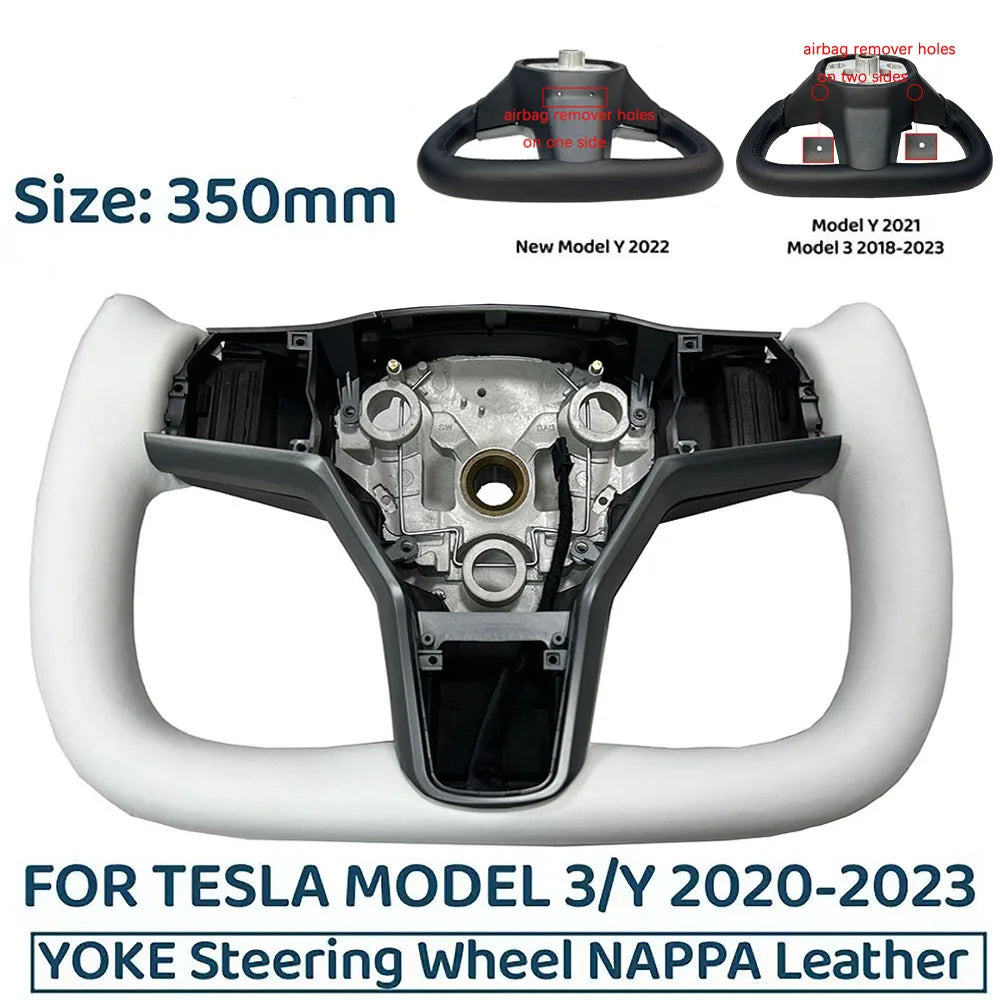  350mm Yoke Handle Steering Wheel With Heating Personalized NAPP Leather Accessories For Tesla Model 3/Y 2018-2022 Y 2022-2024