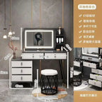 Luxury Dressing Table Comfortable Vanity Makeup Desk LED Large Mirror Drawer for Bedroom Wood Furniture Chest of Drawers Home