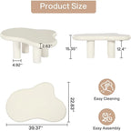 39.4" Cloud Coffee Table, Cute Cream Coffee Table with 4 Solid Legs, Modern Carton Center Table for Living Room, Home Office