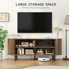 TV Stand Living Room Furniture with Power Outlet for TVs up to 60/70",TV Table with Sliding Doors Storage Adjustable Shelves