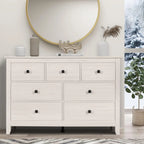 7 Drawer Dresser - Wooden Bedroom Dressers, Storage Drawers Cabinet for Bedroom, Living Room, Farmhouse Chest of Drawers, White