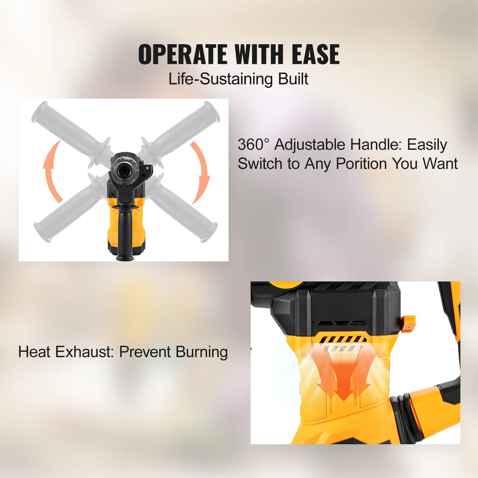 VEVOR 1500W Rotary Hammer Drill - 4-Mode SDS-Plus Corded Demolition Jackhammer | AlluCanFind