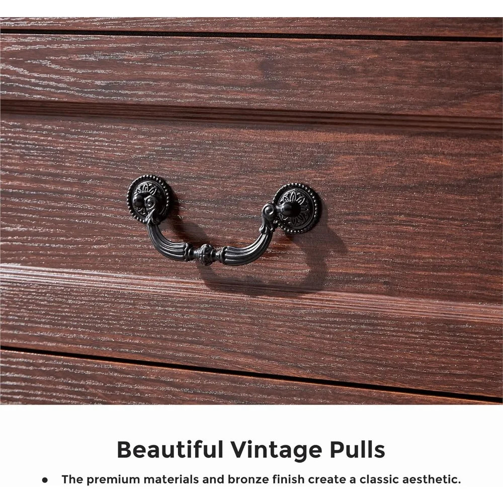 5 Drawer Dresser for Bedroom Farmhouse Cherry Wood Chest of Drawers for Bedroom Dresser, Rustic 46" Tall Wide Drawers Dressers