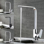 Black/Silver 360° Rotation Copper Alloy Kitchen Sink Hot Cold Taps Kitchen Faucet Deck Mounted Mixer Tap