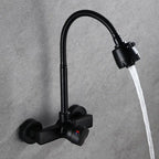 Wall Mounted Kitchen Faucet Kitchen Mixer Kitchen Sink Faucet 360 Degree Free Rotation Flexible Hose Double Hole