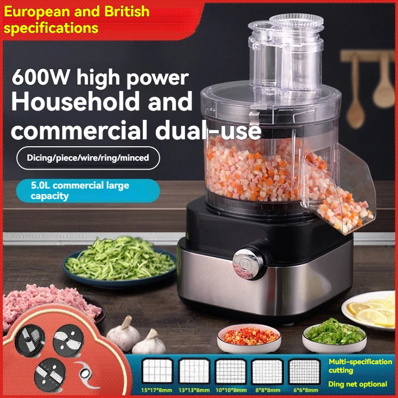 Commercial Electric Vegetable Cutter - Multi-function Dicing/Slicing/Grinding Machine for Restaurant Kitchen