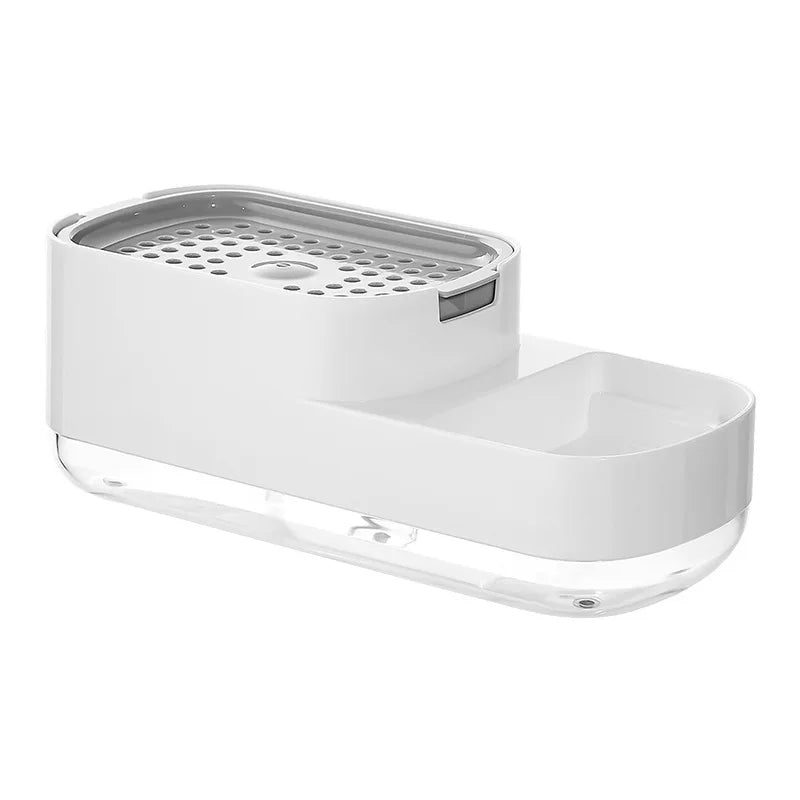 Manual Liquid Soap Dispenser Dish Soap Dispenser with Sponge Holder Press Type Cleaning Liquid Container Kitchen Accessories