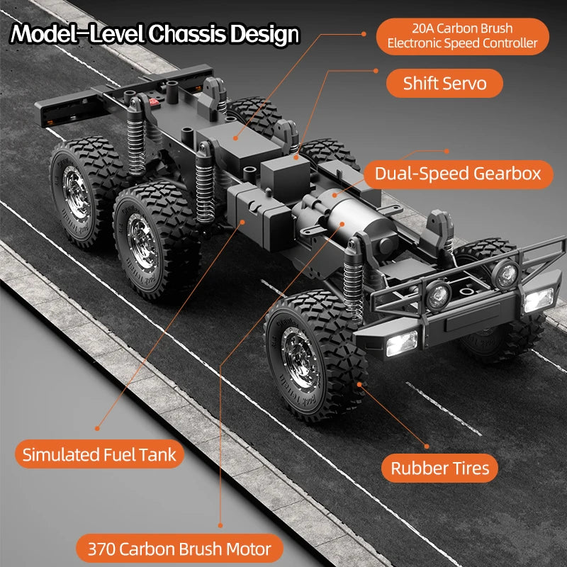 C8823 6WD RC Car 1/18 Off-road Remote Control Vehicle 2.4G High Speed Climbing Transport Rescue Crawler Model Toys for Children