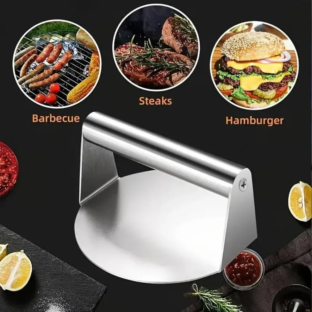 4Pcs Kitchen Accessories, Burger Press, Cake Spatula, Lid & Garlic Press, Non-stick Kitchen Tools, Practical Home Kitchen Items