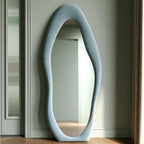 Full Length Mirror, 63" x 24" Wall Mirror, Flannel Wrapped Wood Frame - Wavy Full Body Mirror for Bedroom, Living Room & Cloakro